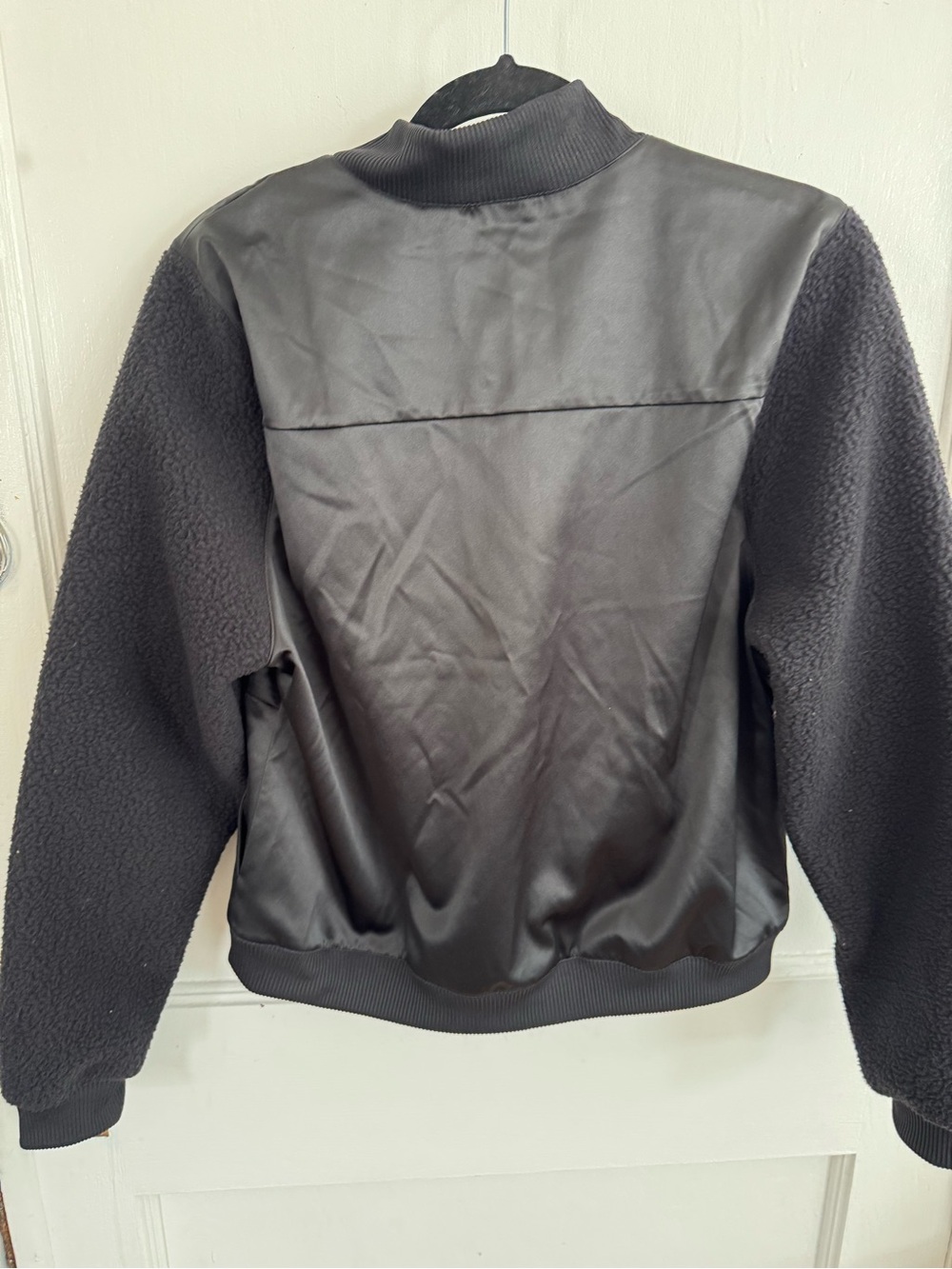 Adidas ID Women’s Sherpa and Satin Bomber Jacket Black Size Medium - Picture 8 of 12